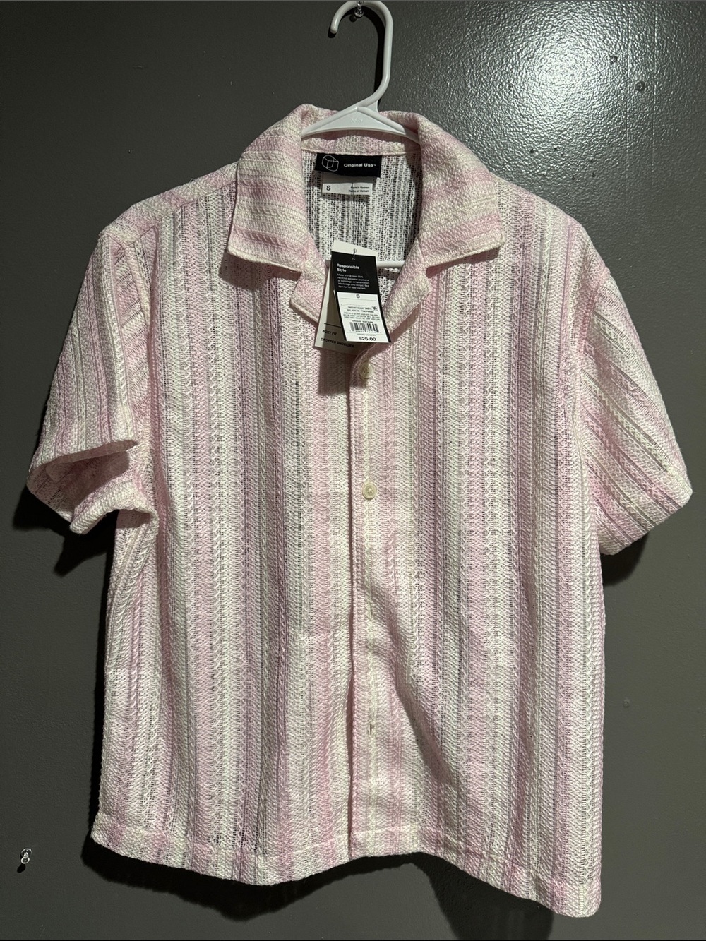 Original Use Pink & White Striped Short Sleeve Button-Down Shirt